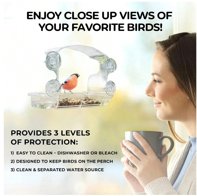 Clear Window Bird Feeder with Strong Suction Cups - EXCLUSIVE FOR USA!